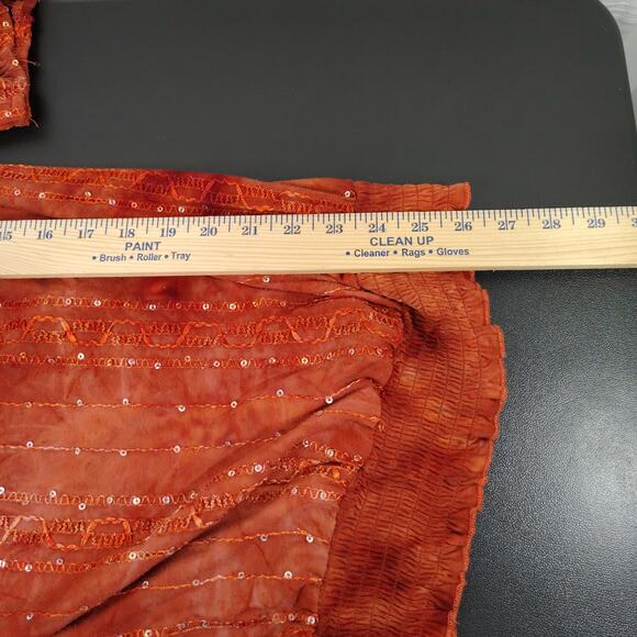 DressBarn Peasant Blouse 3/4 Sleeve Burnt Orange Sequins Embroidered 3X - Picture 14 of 15